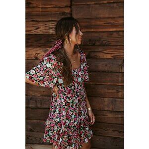 💕SEZANE💕 Coline Dress ~ Abstract Multi-Color Floral Print Size EU 40